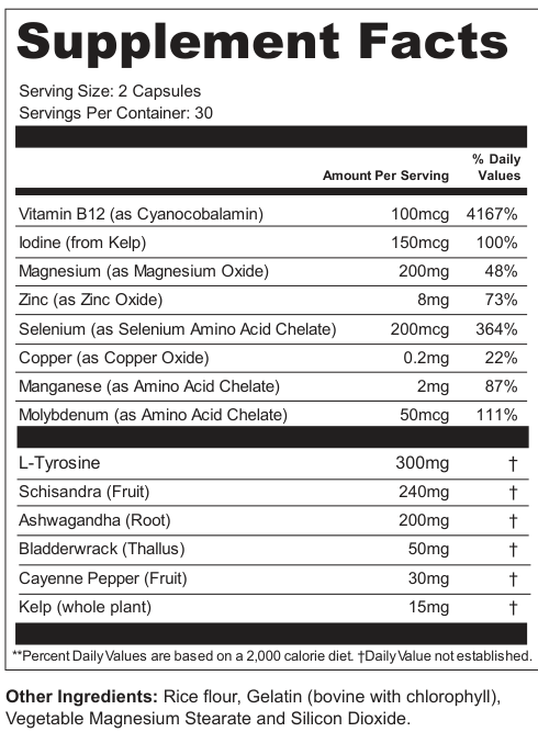 Supplement Facts for Core Rhythm